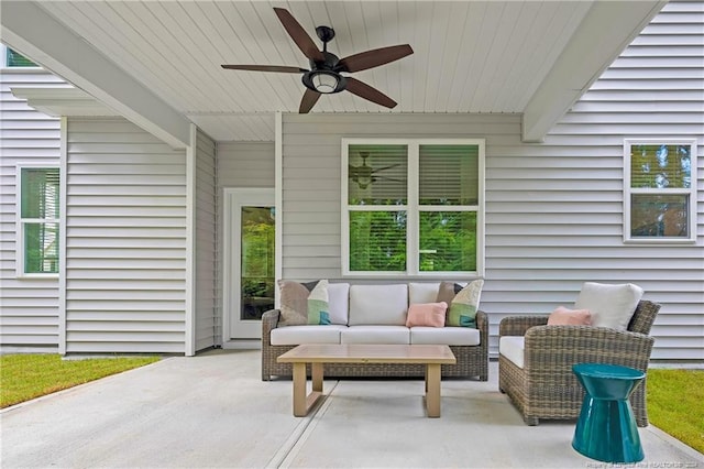 view of patio / terrace featuring outdoor lounge area and ceiling fan