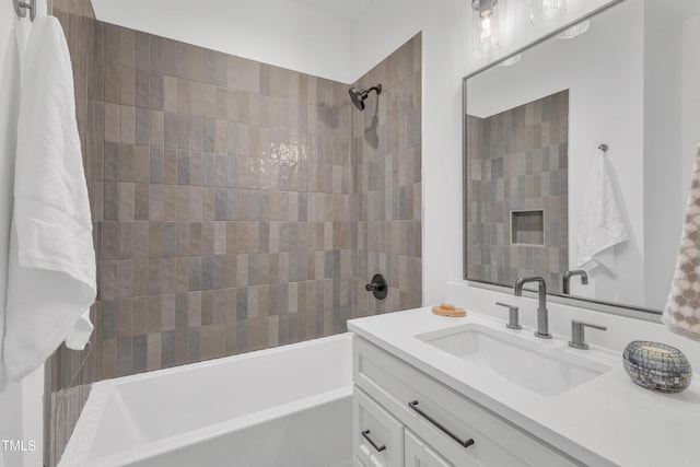 full bathroom featuring vanity and bathing tub / shower combination