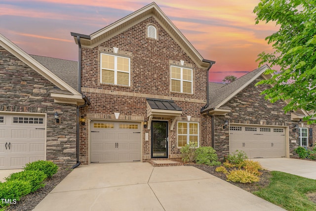 view of front facade with a garage