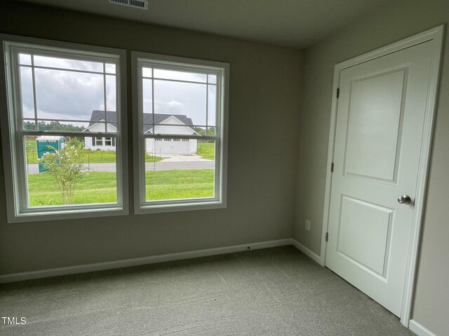 carpeted spare room featuring plenty of natural light