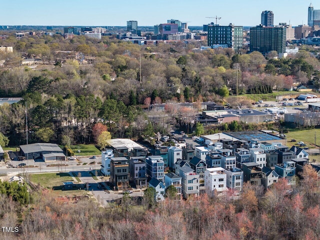 drone / aerial view with a city view