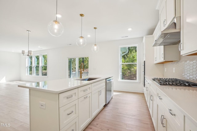 kitchen featuring sink, stainless steel appliances, decorative backsplash, and a healthy amount of sunlight