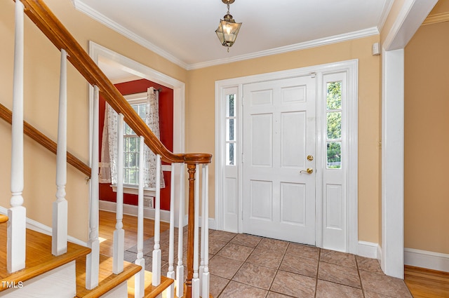 entryway with ornamental molding