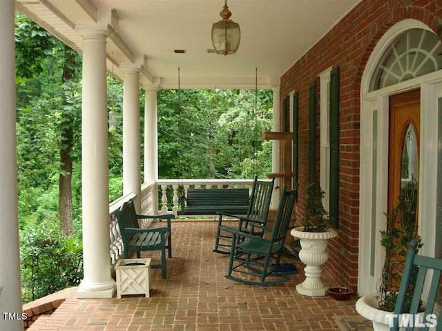 view of terrace with covered porch