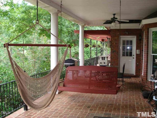 view of patio / terrace with ceiling fan