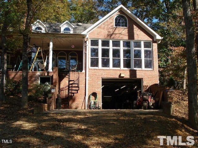 exterior space with a garage