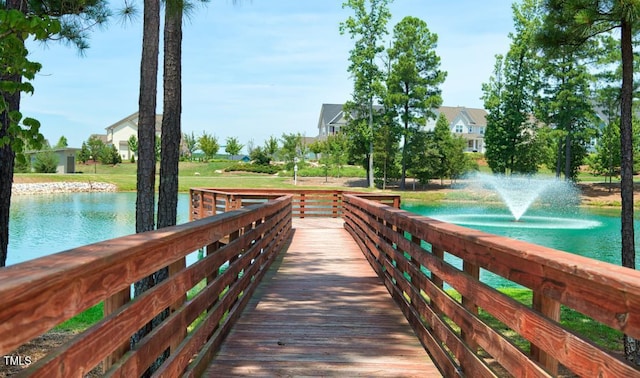 dock area with a water view