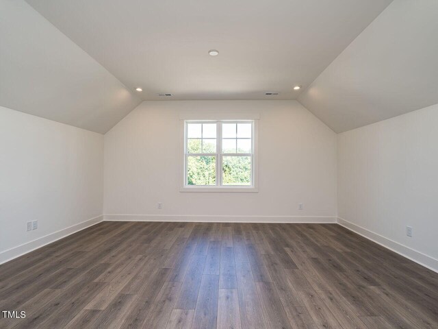 additional living space with lofted ceiling and wood-type flooring