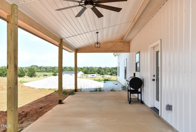 view of patio with ceiling fan