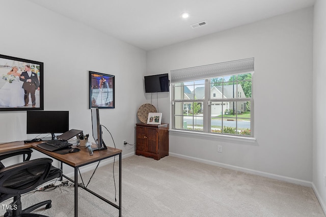 office space with light carpet