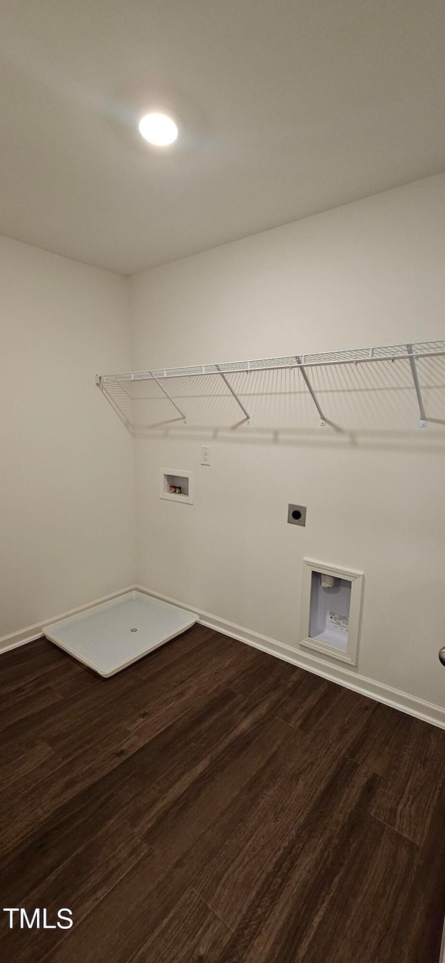 laundry room with washer hookup, hookup for an electric dryer, and hardwood / wood-style floors