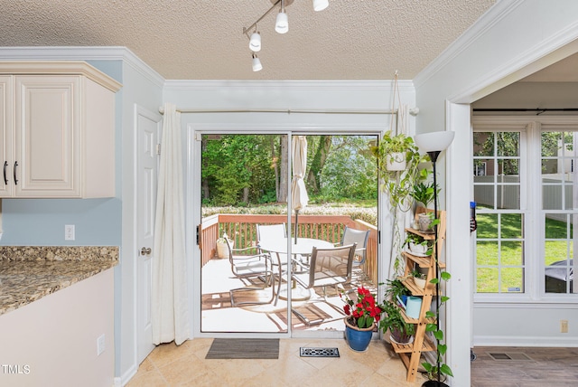 sunroom with rail lighting