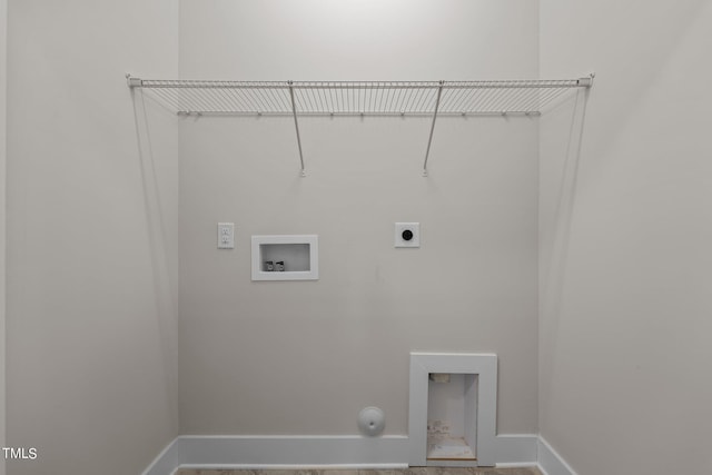 clothes washing area featuring electric dryer hookup, hookup for a gas dryer, and hookup for a washing machine