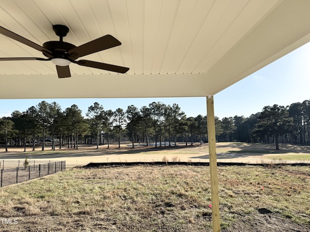 view of yard with a ceiling fan