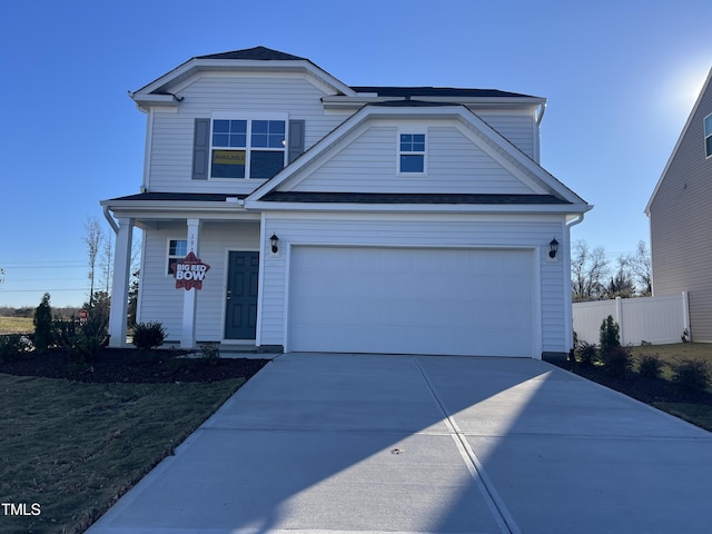 view of front property featuring a garage