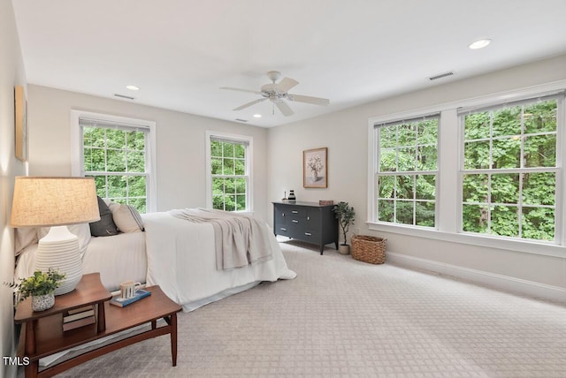 7811 Still Crossing Rd, Chapel Hill, NC 27516 - carpeted bedroom with recessed lighting, baseboards, and a ceiling fan