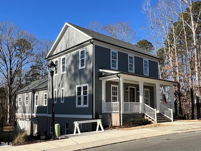 view of front facade featuring covered porch