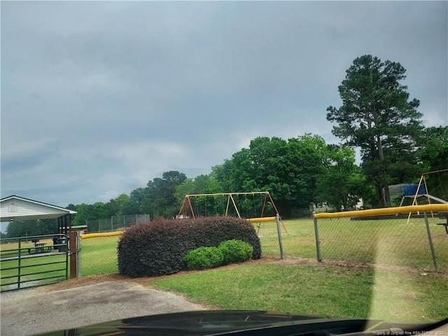 view of yard featuring a playground