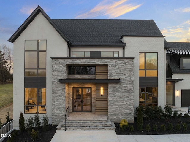 view of front of property with french doors