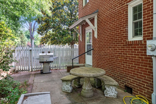 view of patio with area for grilling