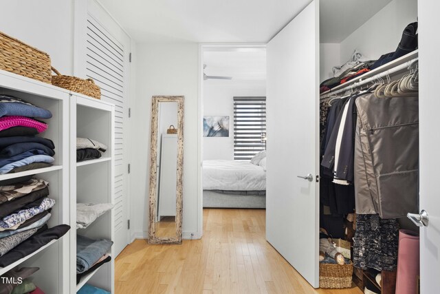 walk in closet featuring light hardwood / wood-style floors