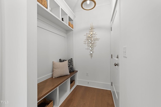 mudroom featuring dark hardwood / wood-style flooring