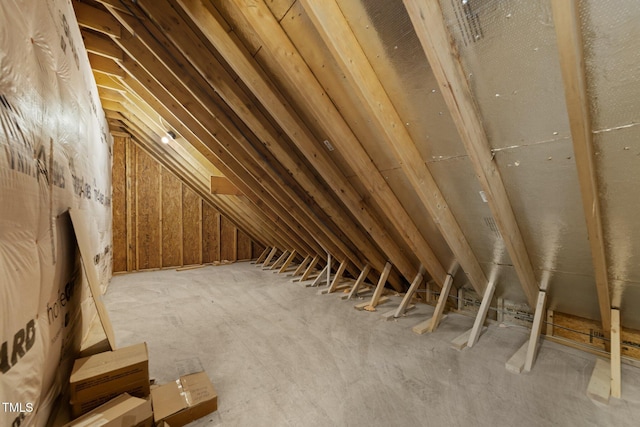 view of unfinished attic