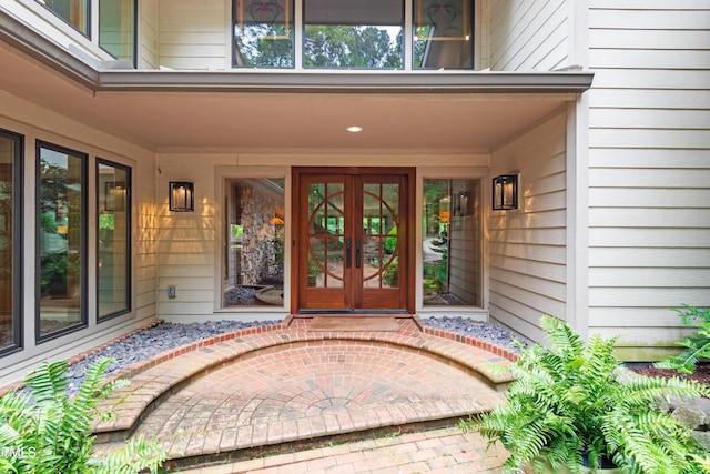 entrance to property featuring french doors