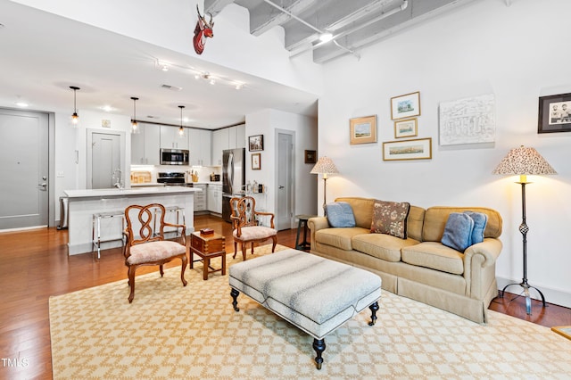 living room featuring light hardwood / wood-style floors