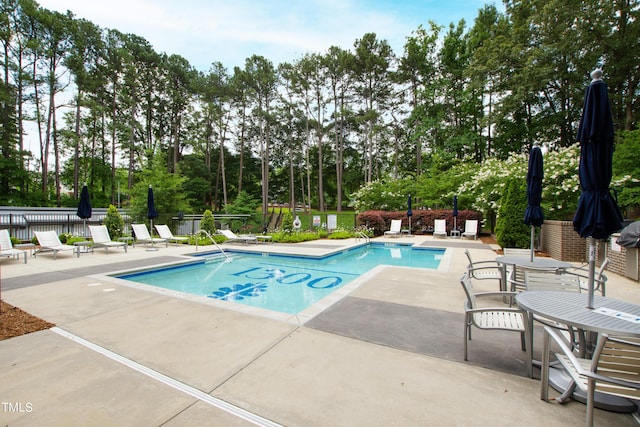 view of pool with a patio area