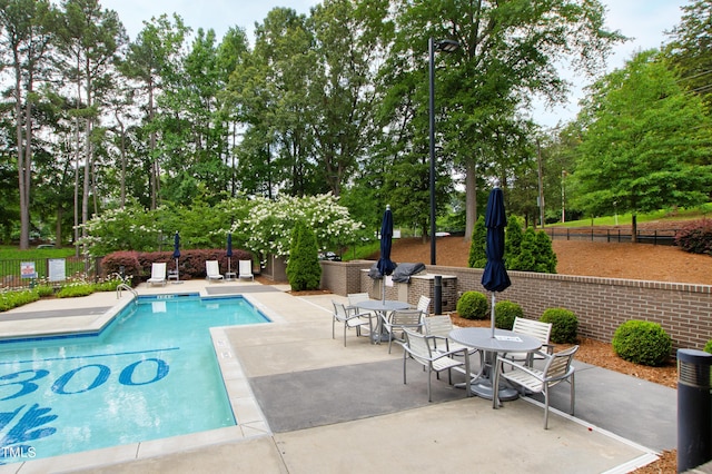 view of pool featuring a patio area