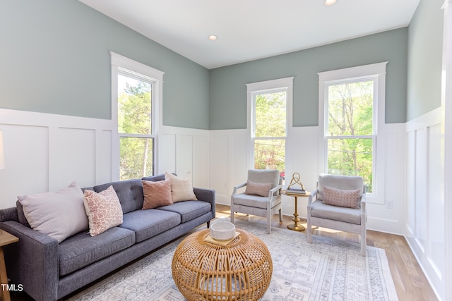 living room featuring light hardwood / wood-style flooring