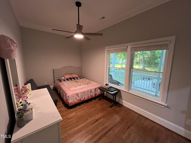 223 E Nash St, Spring Hope, NC 27882 - bedroom with visible vents, baseboards, a ceiling fan, and wood finished floors