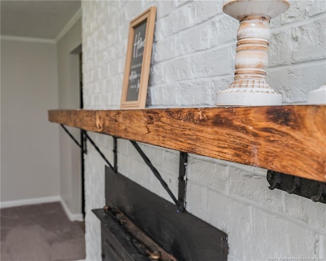 interior details featuring concrete flooring and crown molding