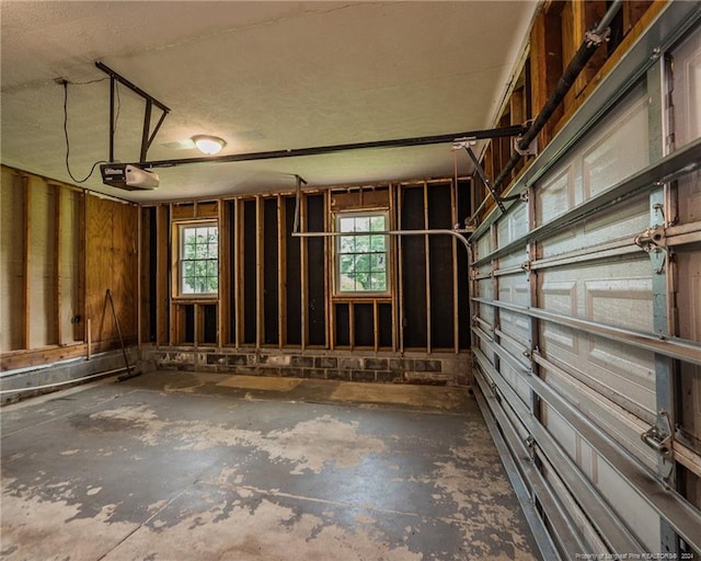 interior space with a garage door opener