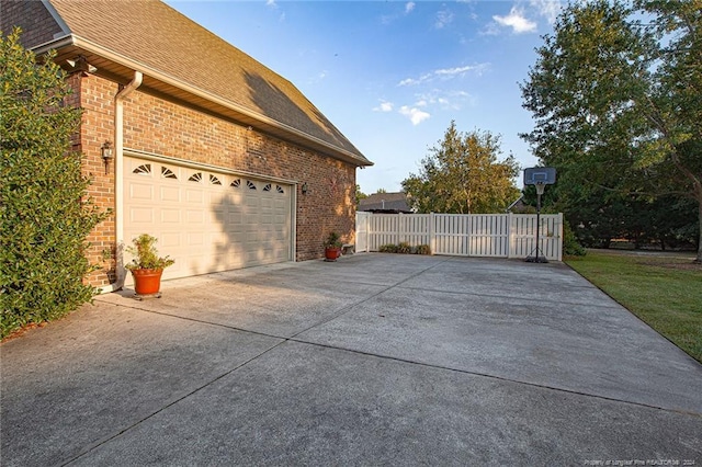 view of home's exterior with a garage