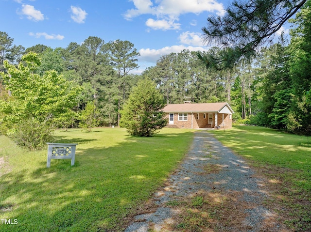 view of front of property with a front lawn