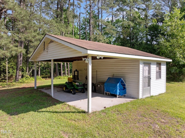 view of parking / parking lot with a yard