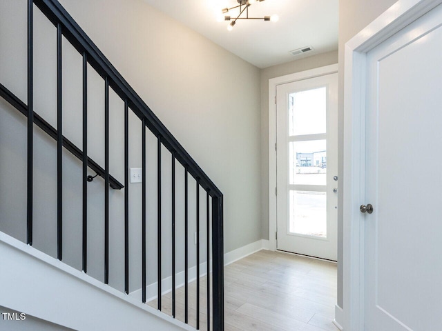 entrance foyer featuring light hardwood / wood-style flooring