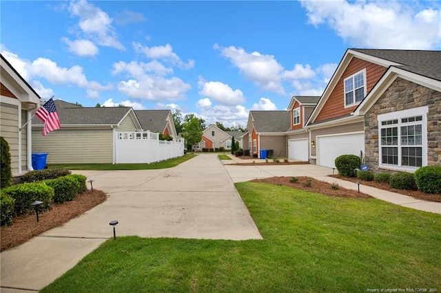 view of yard featuring a garage