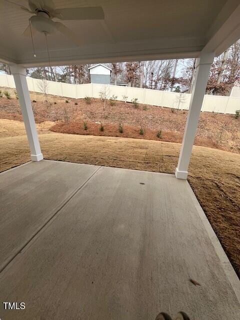 view of patio with ceiling fan