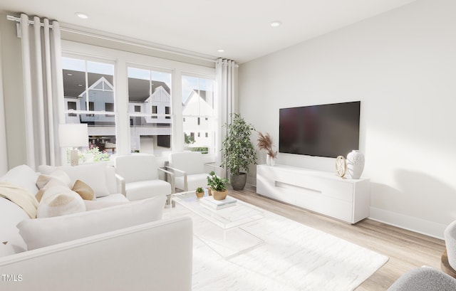 living room with light wood-type flooring