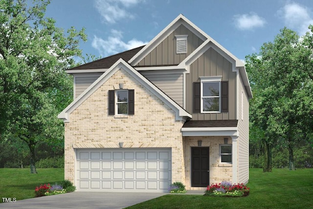 view of front of house featuring a garage and a front yard