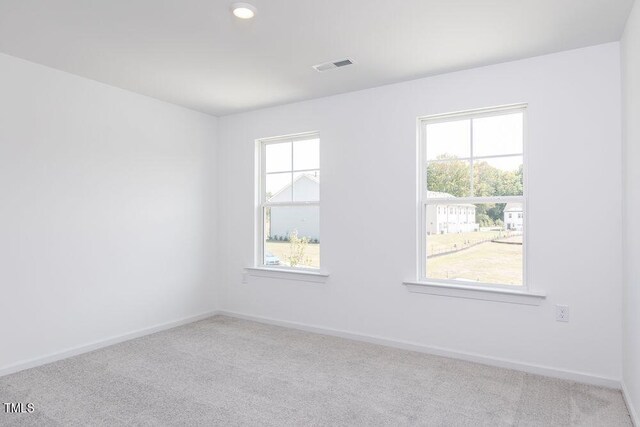 empty room featuring light colored carpet and a healthy amount of sunlight