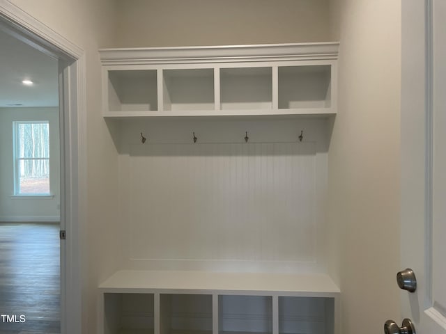 mudroom featuring hardwood / wood-style flooring