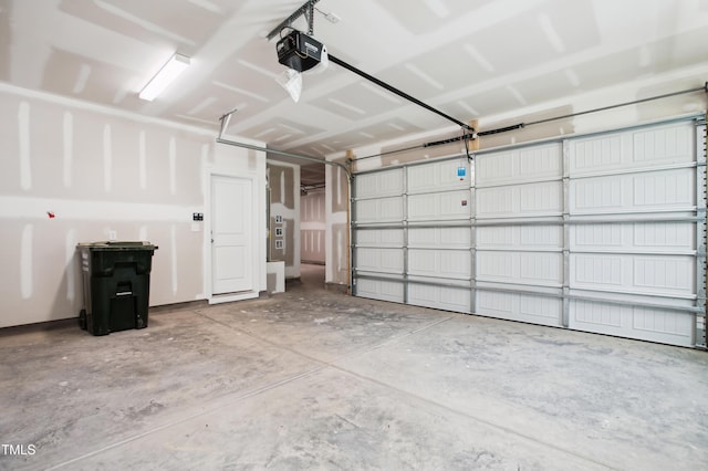 garage with a garage door opener