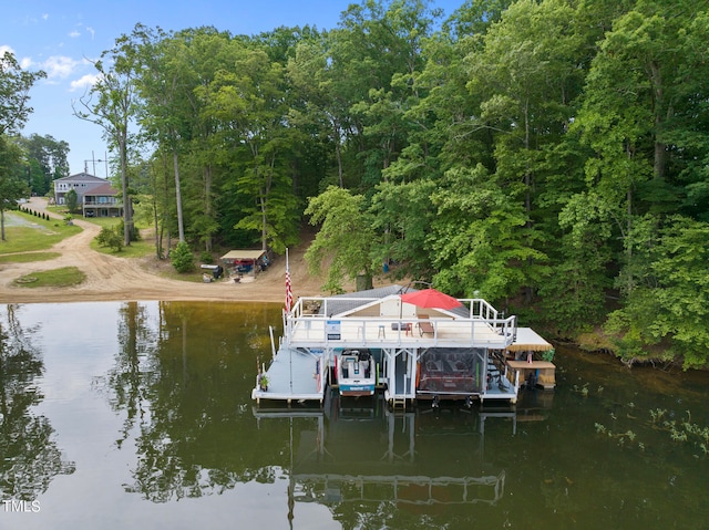 dock area featuring a water view