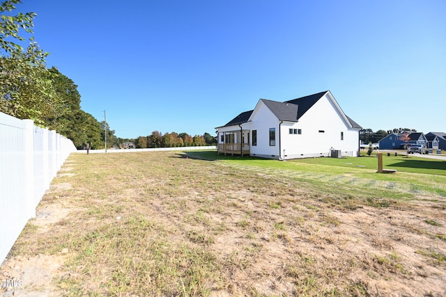 view of yard with a wooden deck