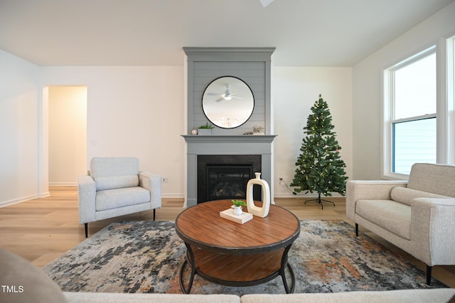 living room with light hardwood / wood-style floors