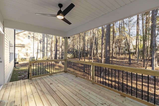 deck featuring ceiling fan